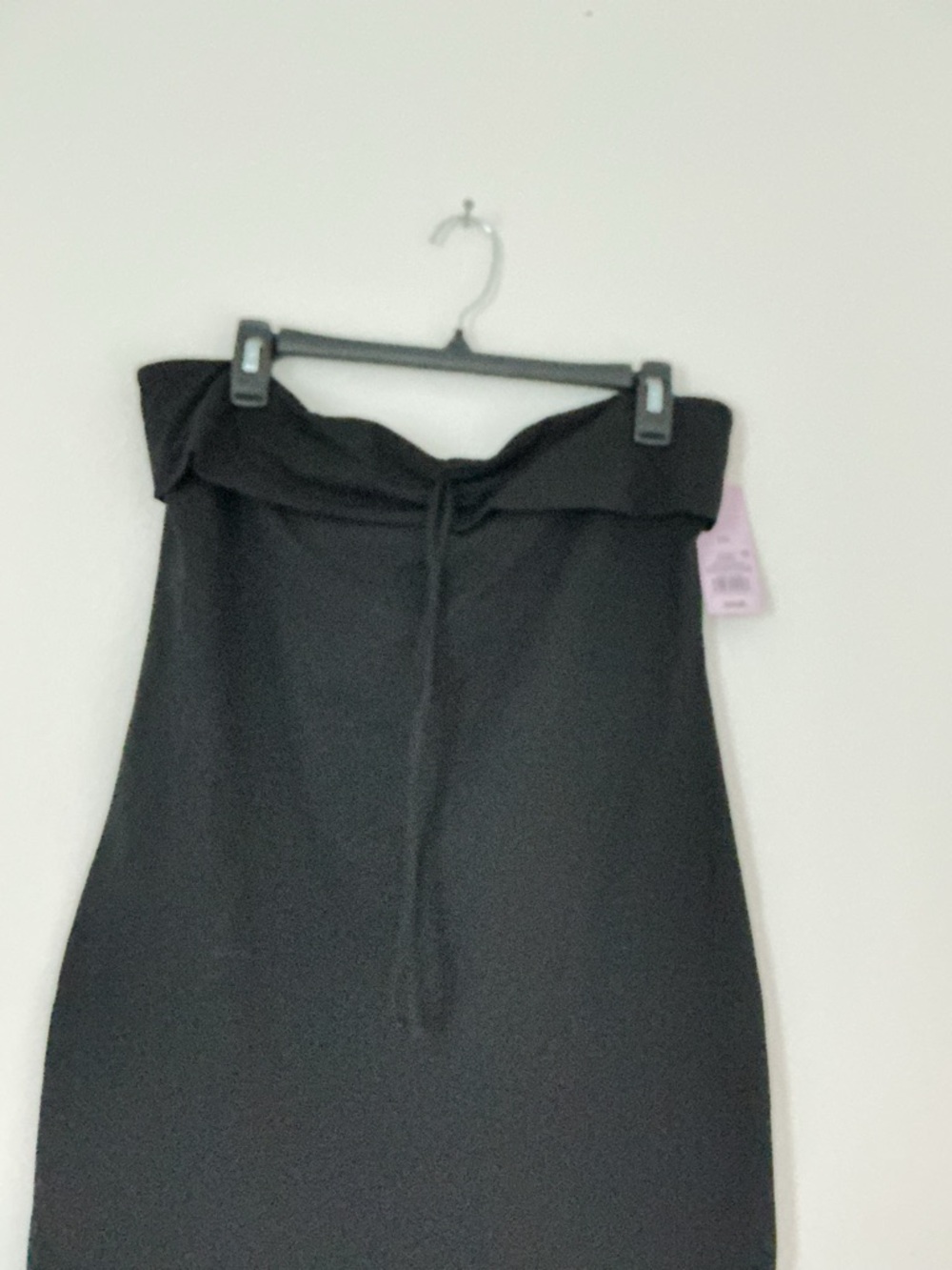 wild fable Black Strapless Fold-Over Drawstring Dress